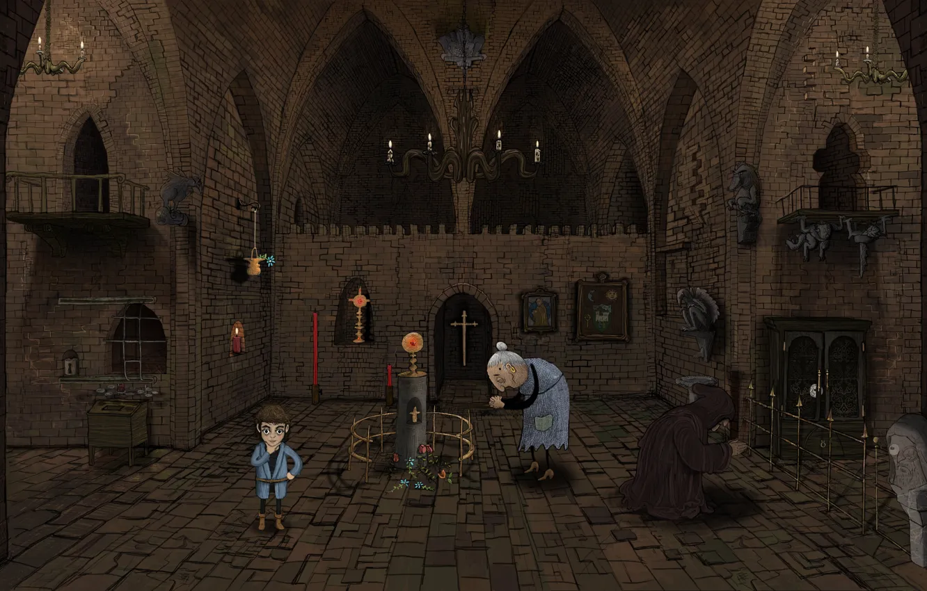 Photo wallpaper Boy, Puzzle, Interior, Game, Indie, Horror, Adventure, Dark