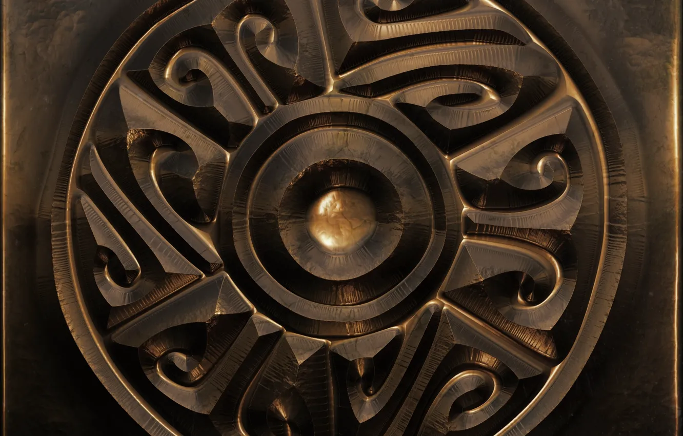 Photo wallpaper metal, pattern, texture, ornament, metallic, relief, foil, chasing