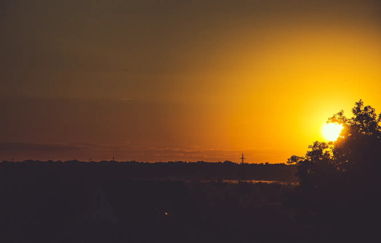 Photo wallpaper landscape, sunset, nature