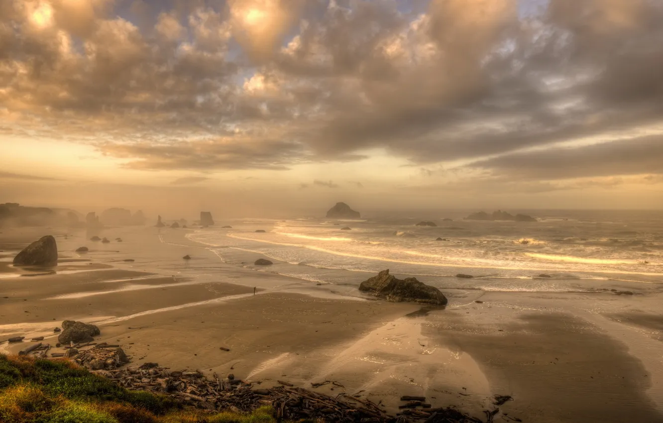 Photo wallpaper sea, landscape, sunset