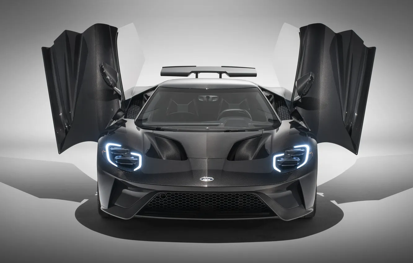 Photo wallpaper Ford, supercar, Ford GT, front view, 2020, Liquid Carbon