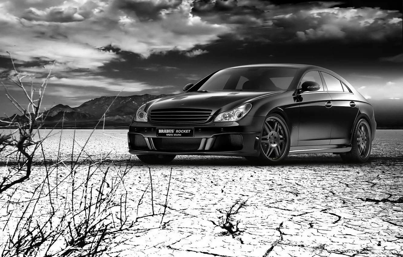 Photo wallpaper white, black, Mercedes