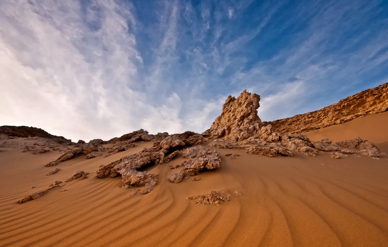 Photo wallpaper sand, the sky, clouds, landscape, rocks, desert, Egypt
