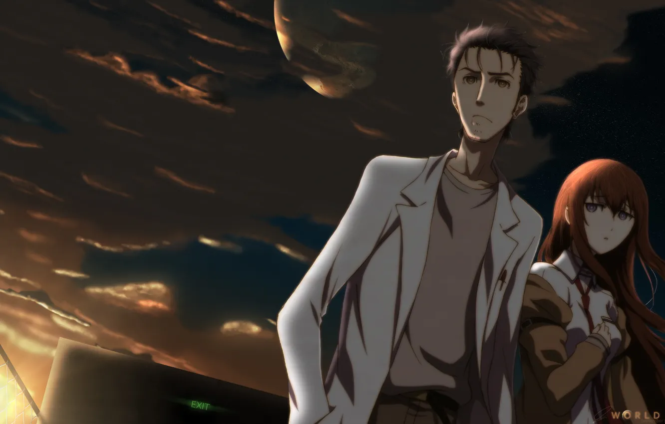 Photo wallpaper steins gate, makise kurisu, gates Stein, rintaru okabe