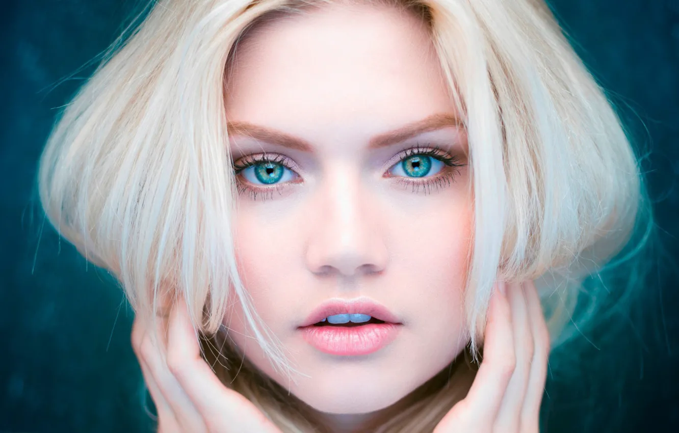 Photo wallpaper beautiful, model, beauty, face, blonde, bishojo, green eye, Martina Dimitrova