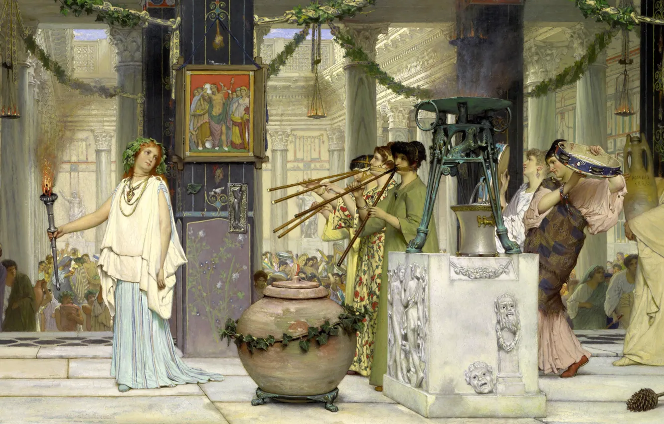 Photo wallpaper picture, history, genre, Lawrence Alma-Tadema, Lawrence Alma-Tadema, The Grape Harvest Festival