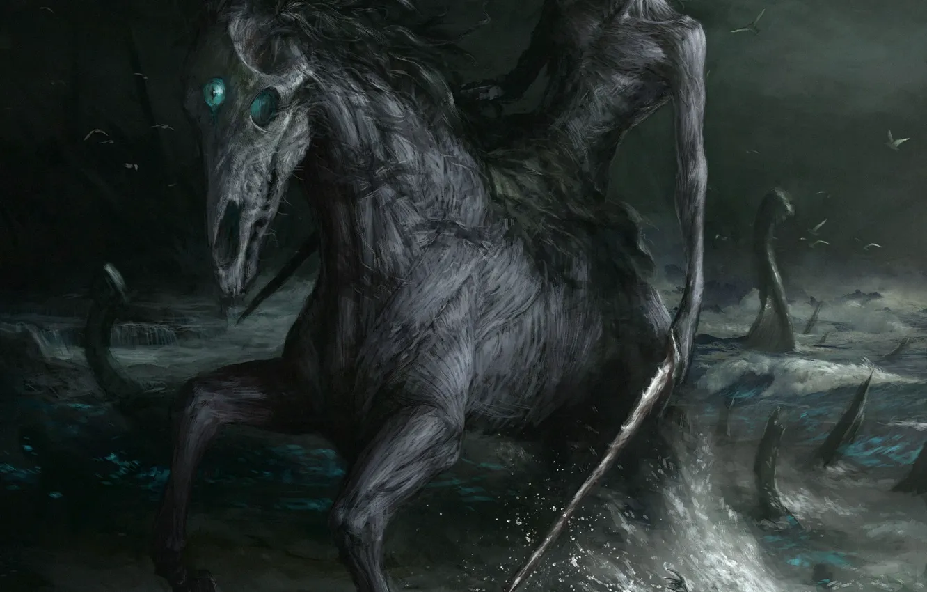 Photo wallpaper Dead, Horse, The demon, Fantasy, Ghost, Art, Art, Undead