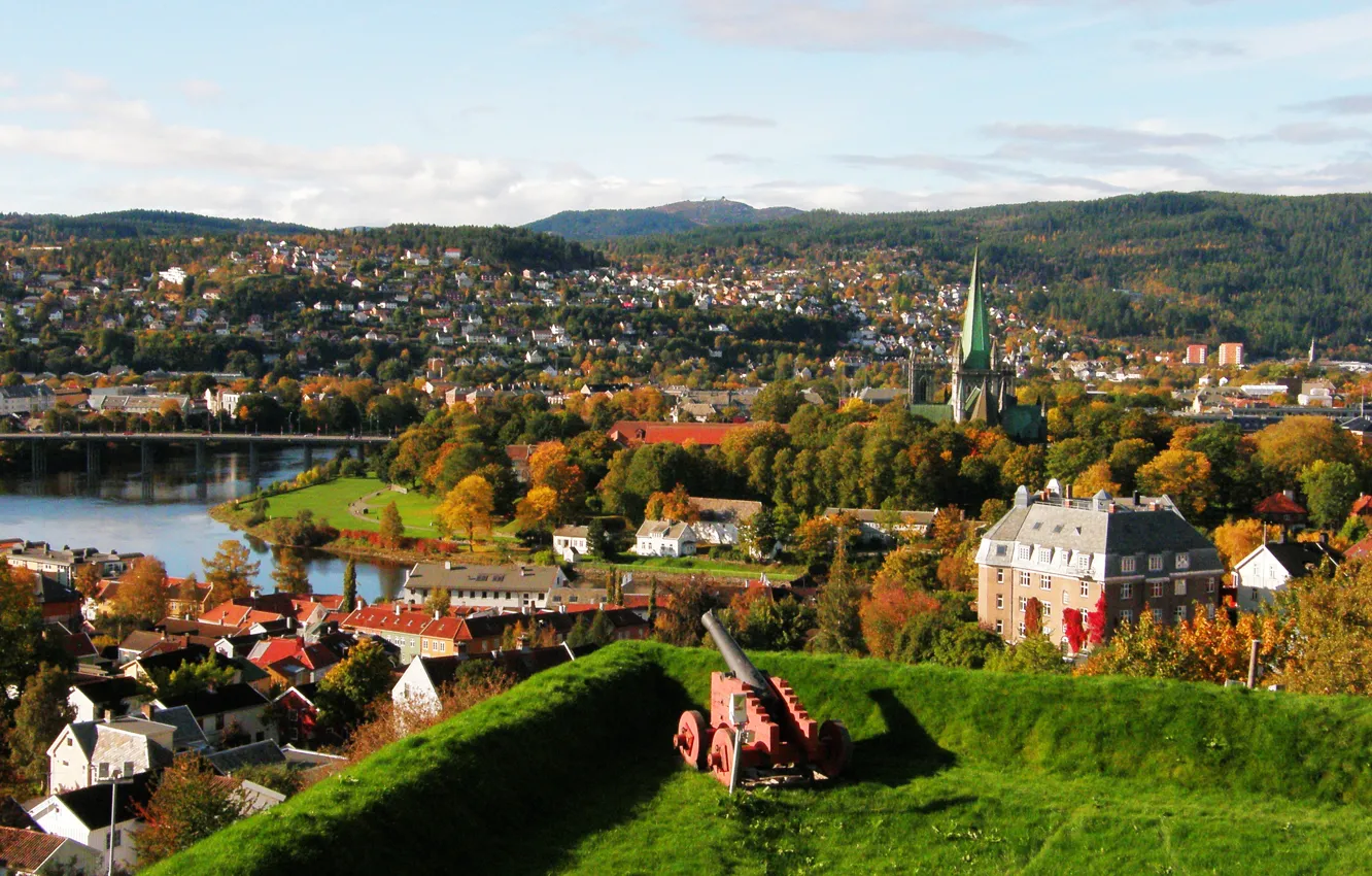 Photo wallpaper autumn, landscape, Norway, landscape, autumn, Norway, fall, Trondheim