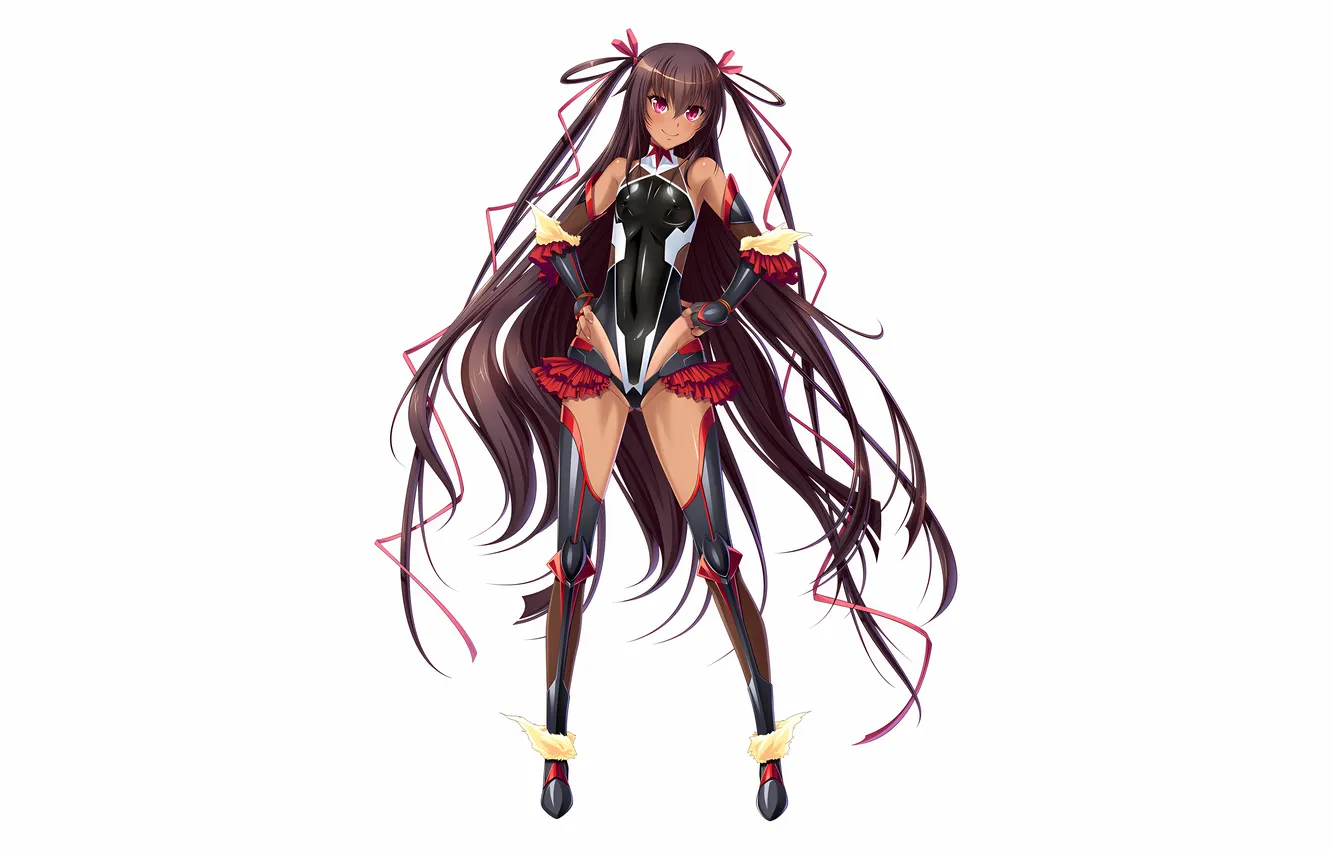 Photo wallpaper girl, sexy, long hair, legs, boobs, anime, beautiful, twintails