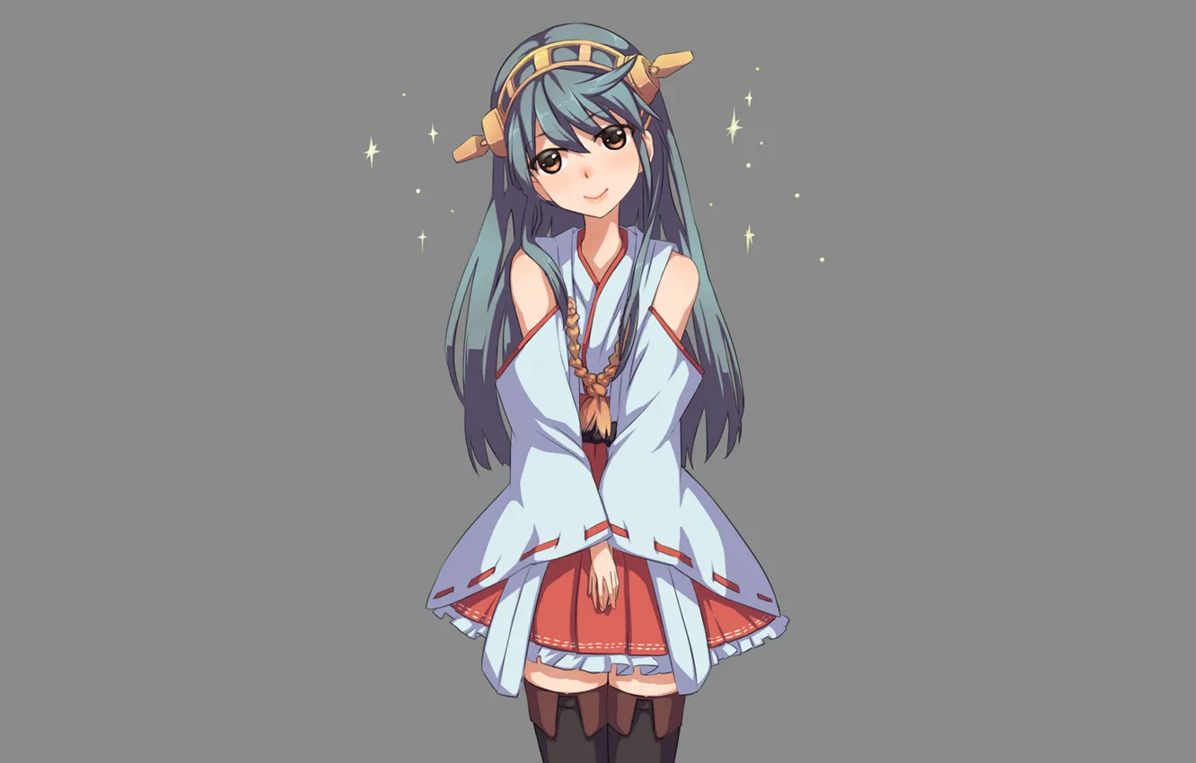 Photo wallpaper girl, skirt, minimalism, stockings, long hair, simple background