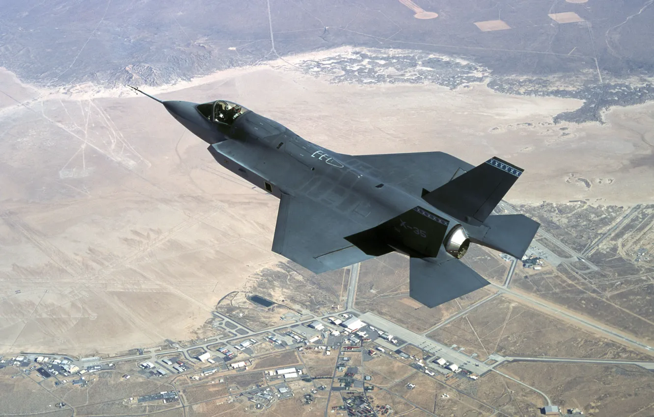 Photo wallpaper flight, earth, speed, fighter, F-35