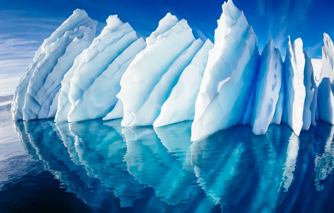 Photo wallpaper sea, the sky, reflection, the ocean, ice, glacier