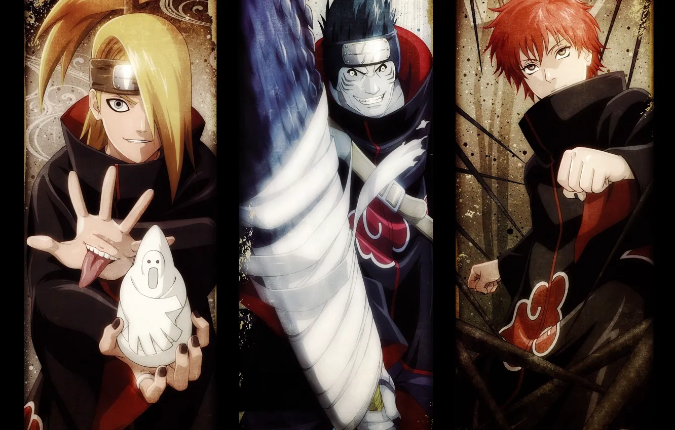 Photo wallpaper language, look, sword, cloak, Naruto, fist, grin, ninja