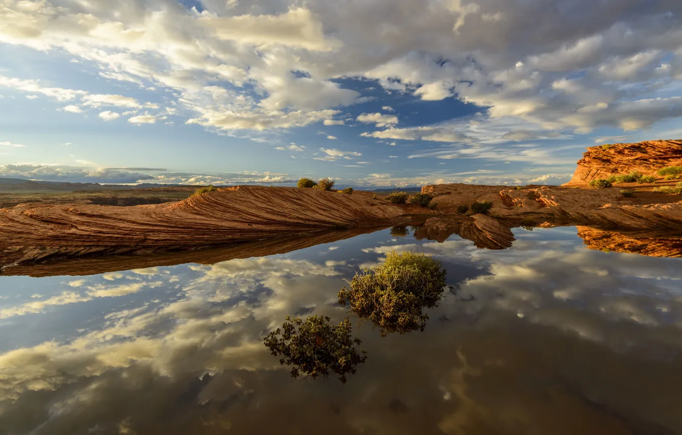 Photo wallpaper clouds, lake, USA, Texas, Canyon Lake
