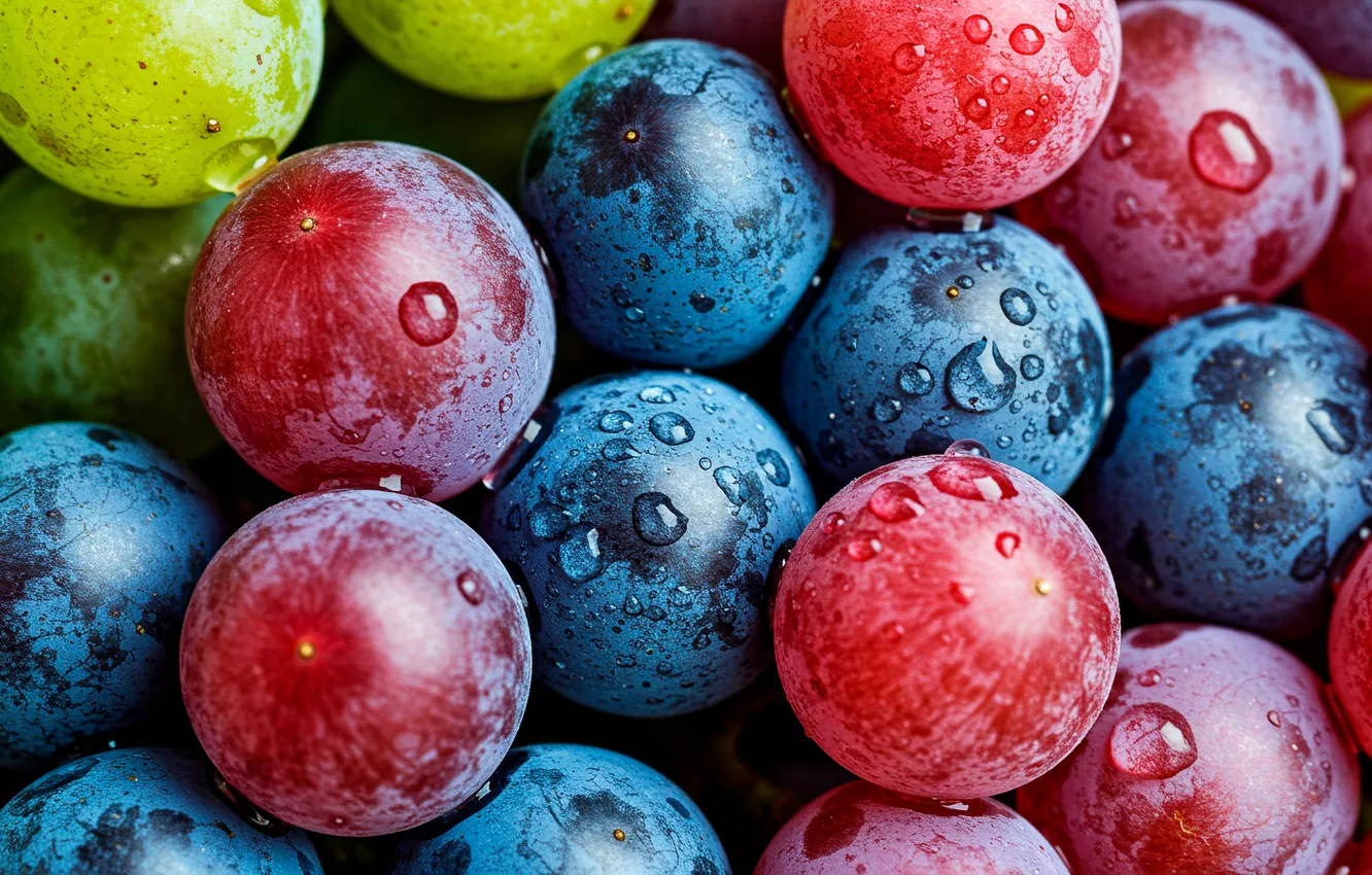 Photo wallpaper drops, macro, berries, Wallpaper, grapes, wallpaper, macro, drops