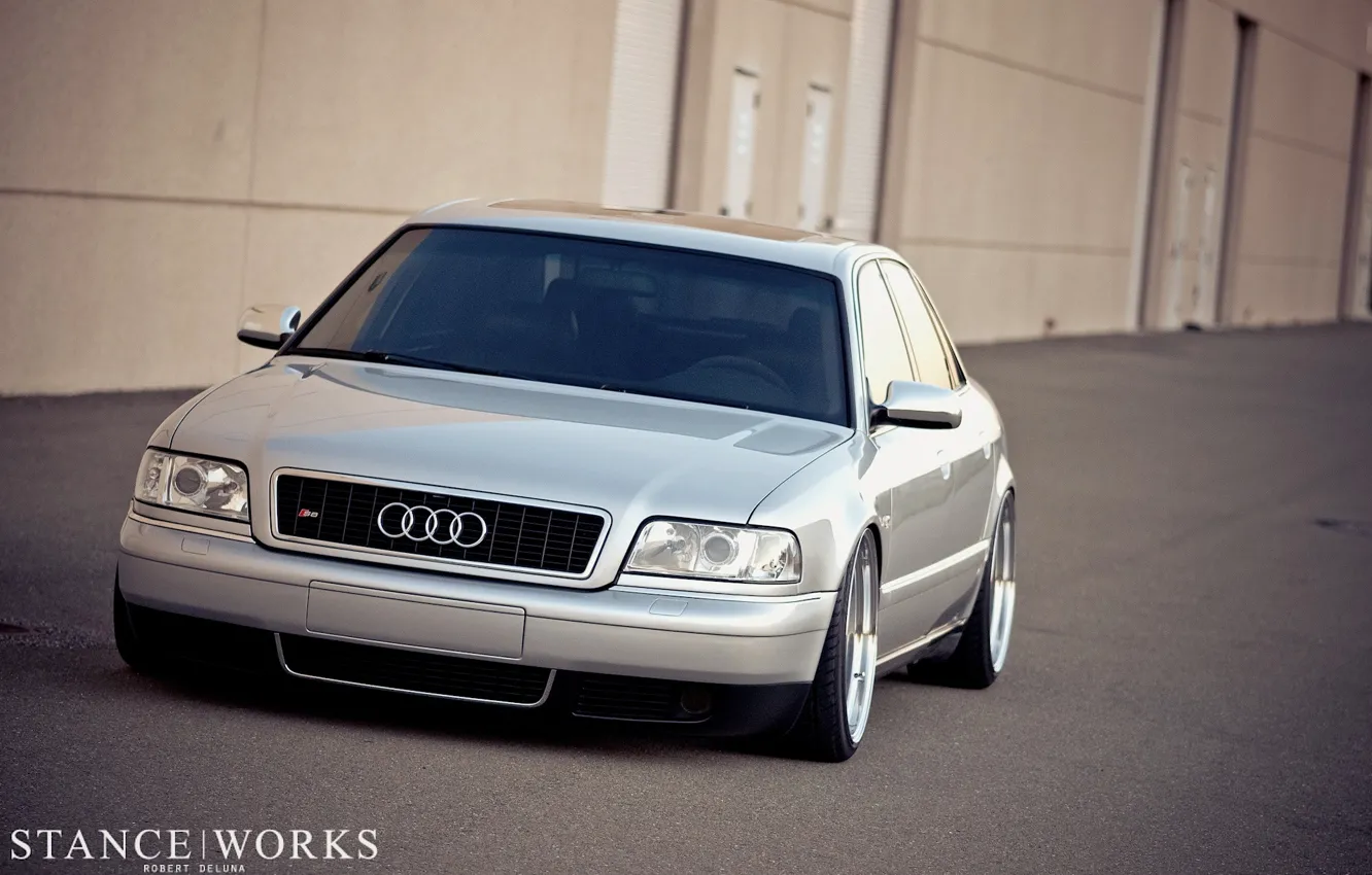 Photo wallpaper grey, Audi, Audi, tuning, low, stance works