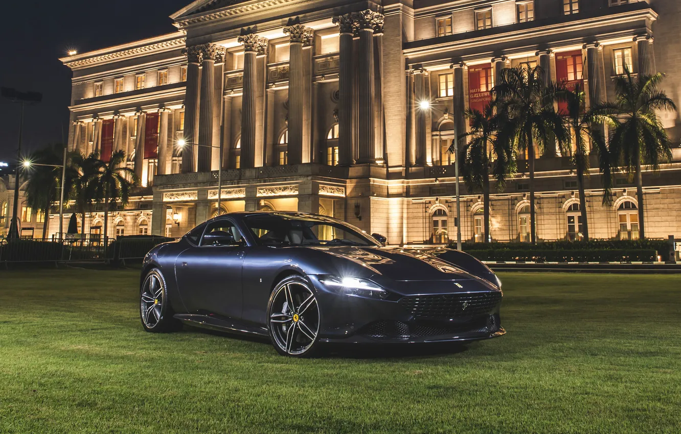 Photo wallpaper Ferrari, auto, Sportcar, night and car