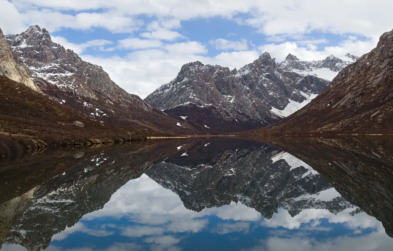 Photo wallpaper the sky, water, clouds, snow, mountains, China