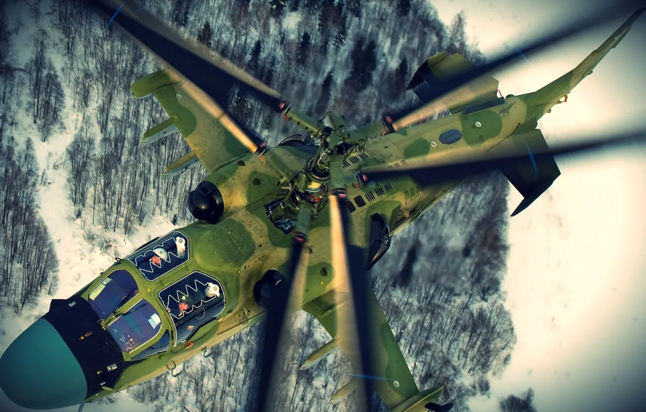 Photo wallpaper Chopper, Russia, Kamov, Pilots, KA-52, Russian Chopper, Kamov KA-52