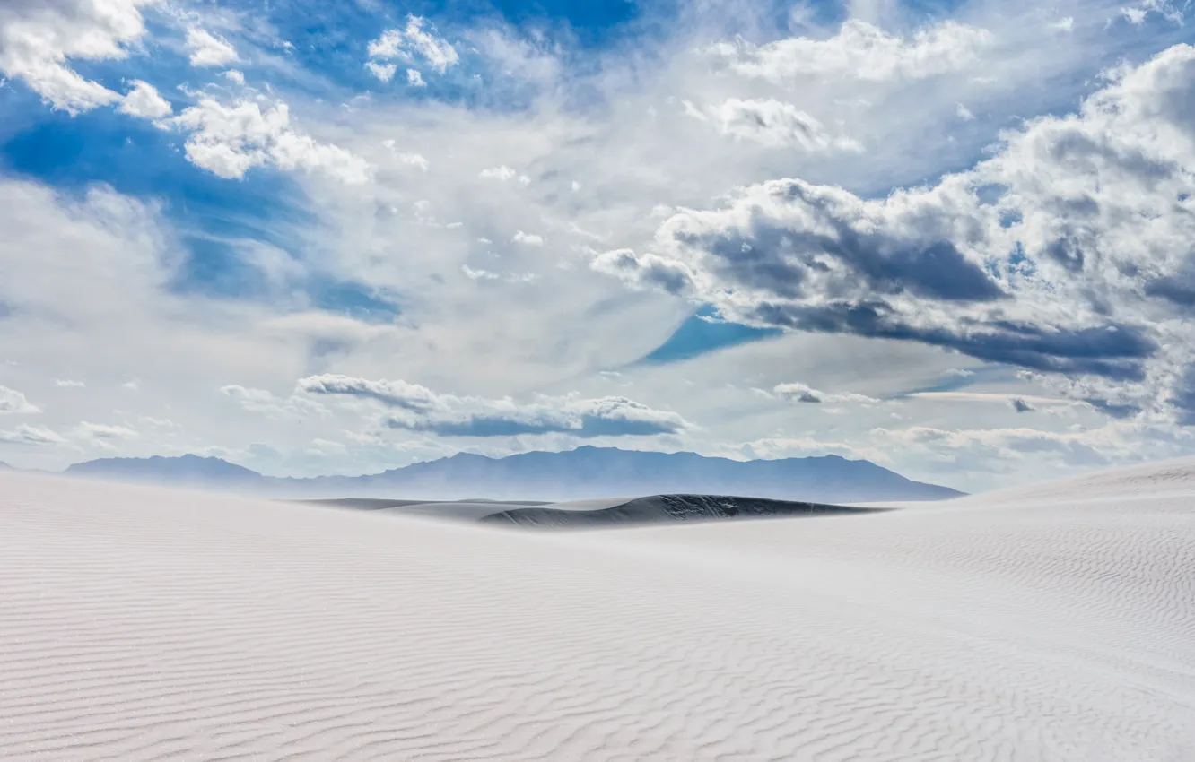 Photo wallpaper clouds, desert, USA, New Mexico, white sand