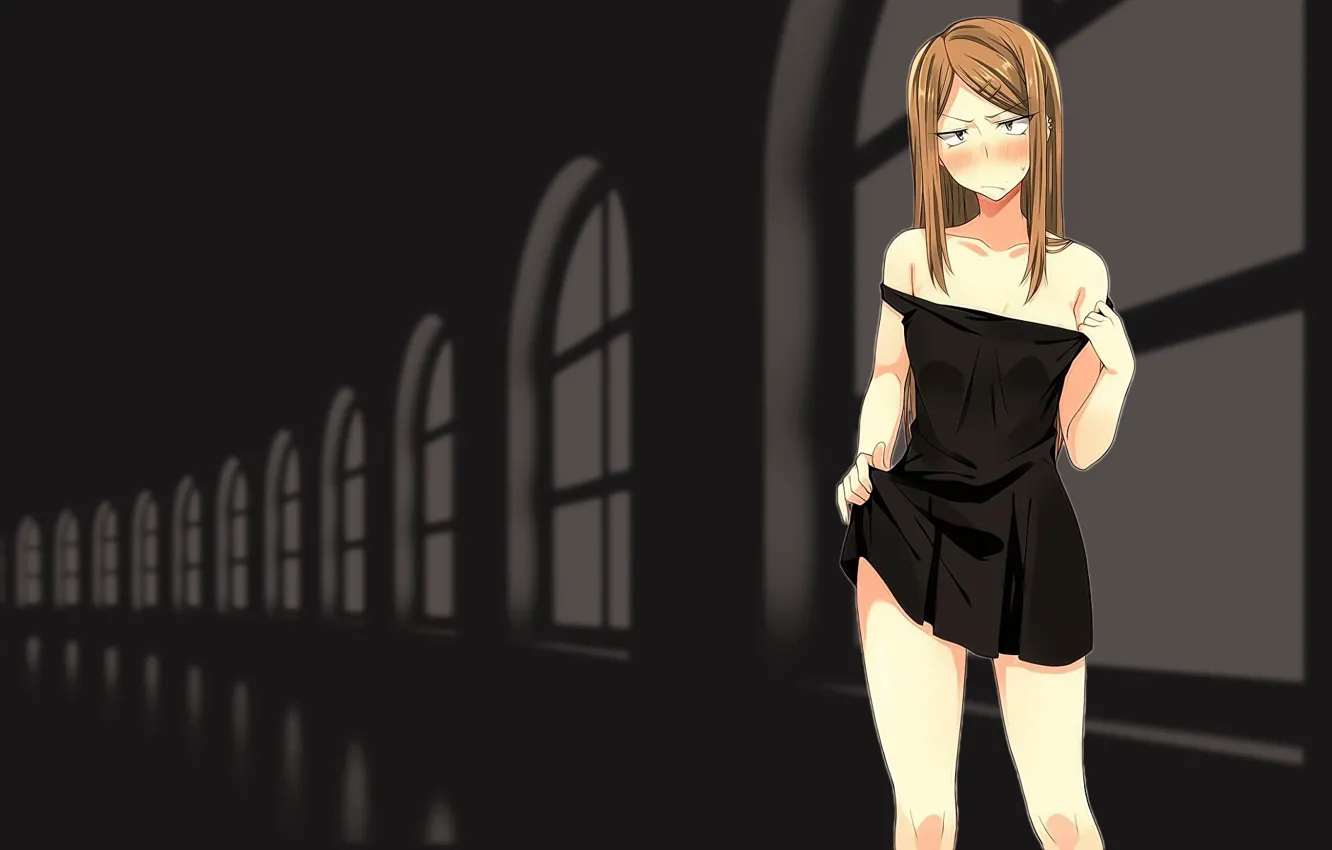 Photo wallpaper girl, dress, anime, blonde, manga, strong, bishojo, Blush