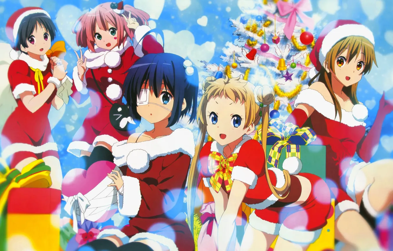 Photo wallpaper girl, tree, new year, to rik takanashi, chuunibyou demo koi ga shitai!, Eccentricity of love …