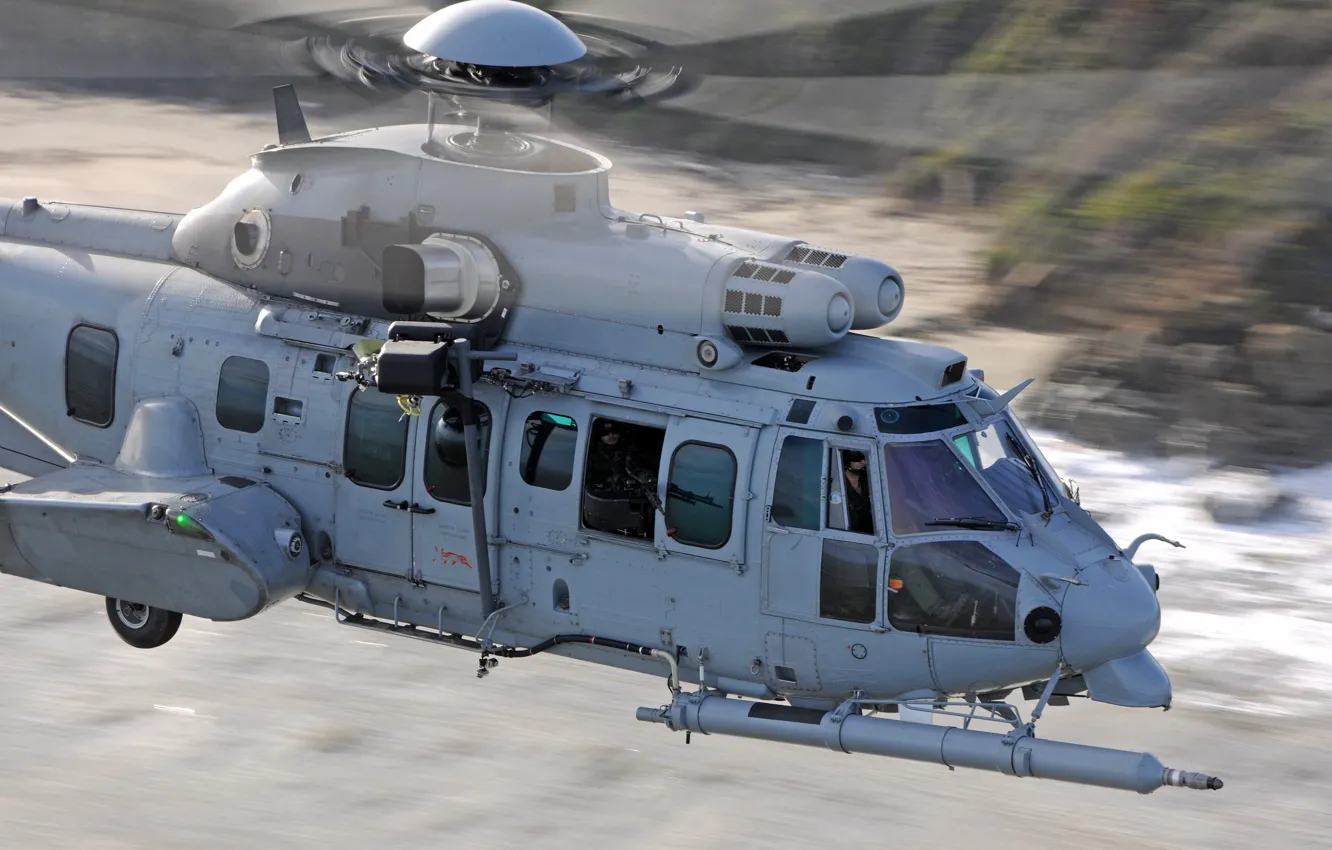 Photo wallpaper Helicopter, Shooter, Airbus, The French air force, Airbus Helicopters, Air force, H225, Airbus Helicopters H225M