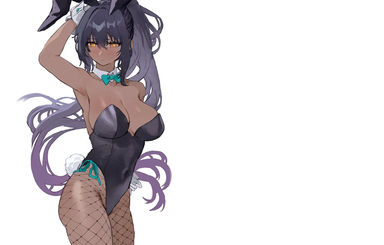 Photo wallpaper girl, hot, sexy, boobs, anime, stockings, brown, babe