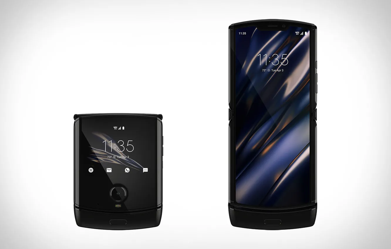 Photo wallpaper black, smartphone, Motorola, 2020, foldable smartphone, foldable smartphone, Motorola, clamshell phone with a flexible screen