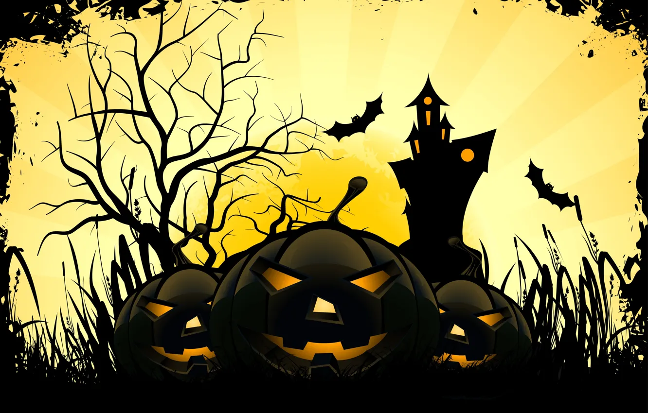 Photo wallpaper smile, castle, tree, holiday, the moon, Halloween, Halloween, mouse