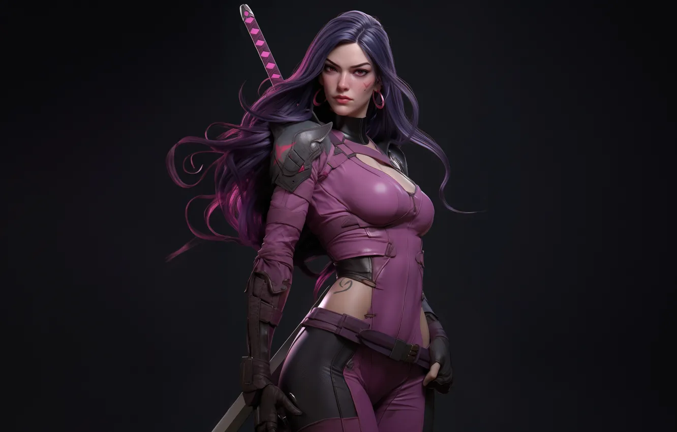 Photo wallpaper girl, costume, comic, Marvel Comics, Psylocke, Elizabeth Braddock, Psylocke, Silok