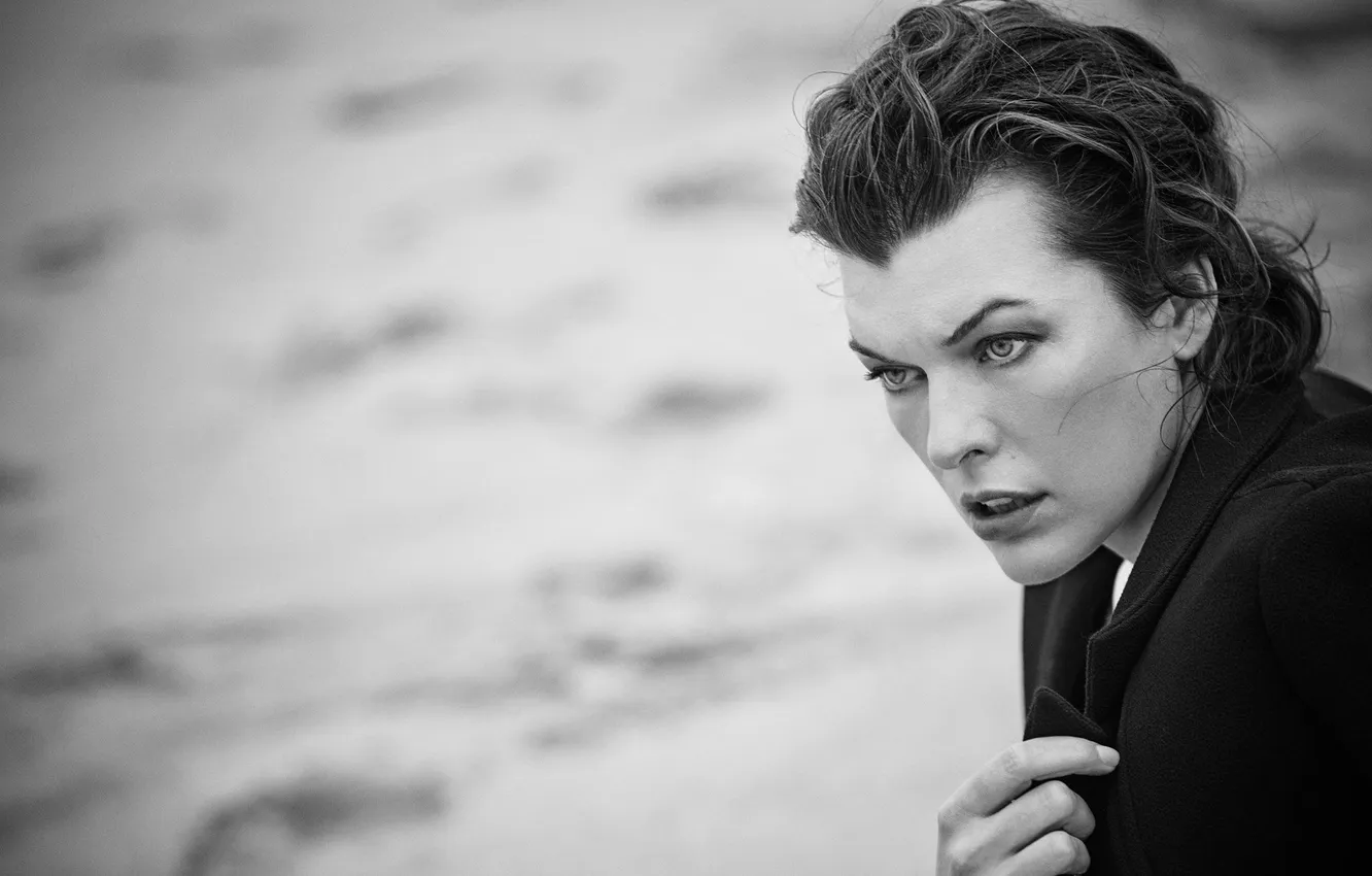 Photo wallpaper photo, model, portrait, makeup, actress, brunette, hairstyle, black and white