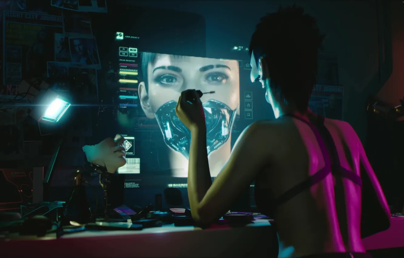 Photo wallpaper future, room, the game, technology, monitor, game, characters, image