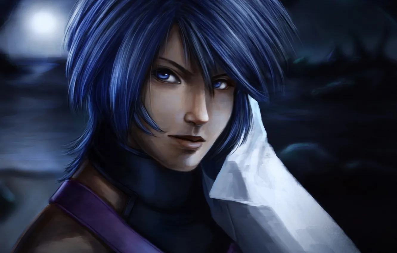 Photo wallpaper girl, art, Aqua, blue hair, kingdom hearts