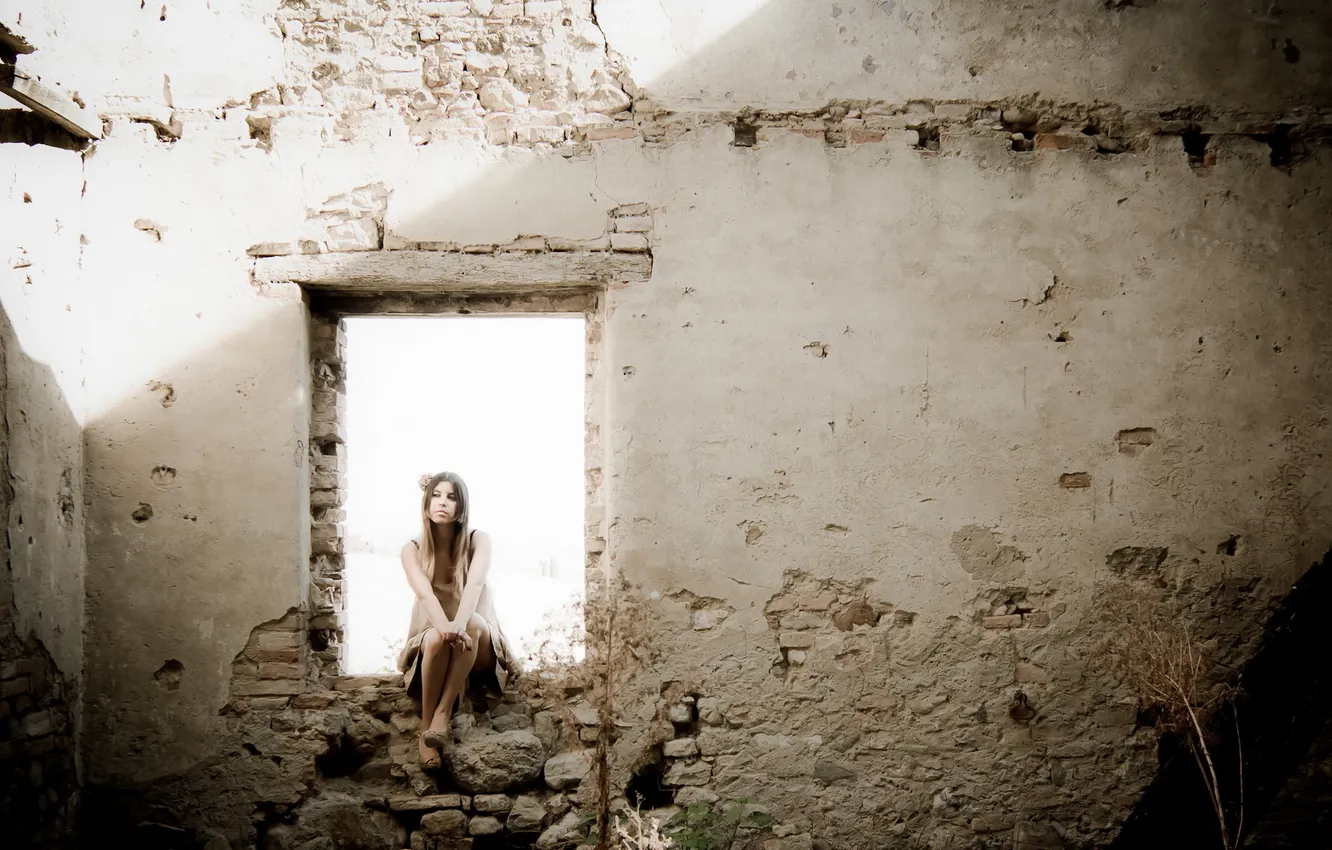 Photo wallpaper girl, background, wall