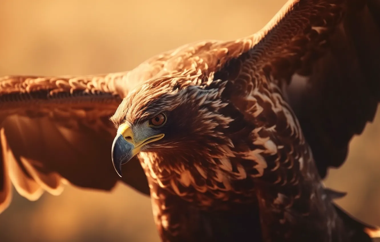 Photo wallpaper Look, Bird, Wings, Predator, Eagle, Digital art, Eagle, A bird of prey