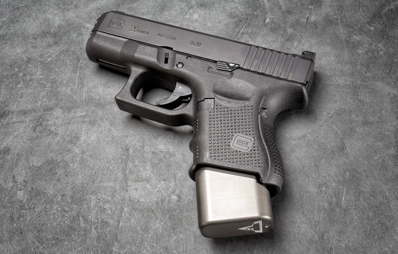 Photo wallpaper gun, weapons, background, Glock 26