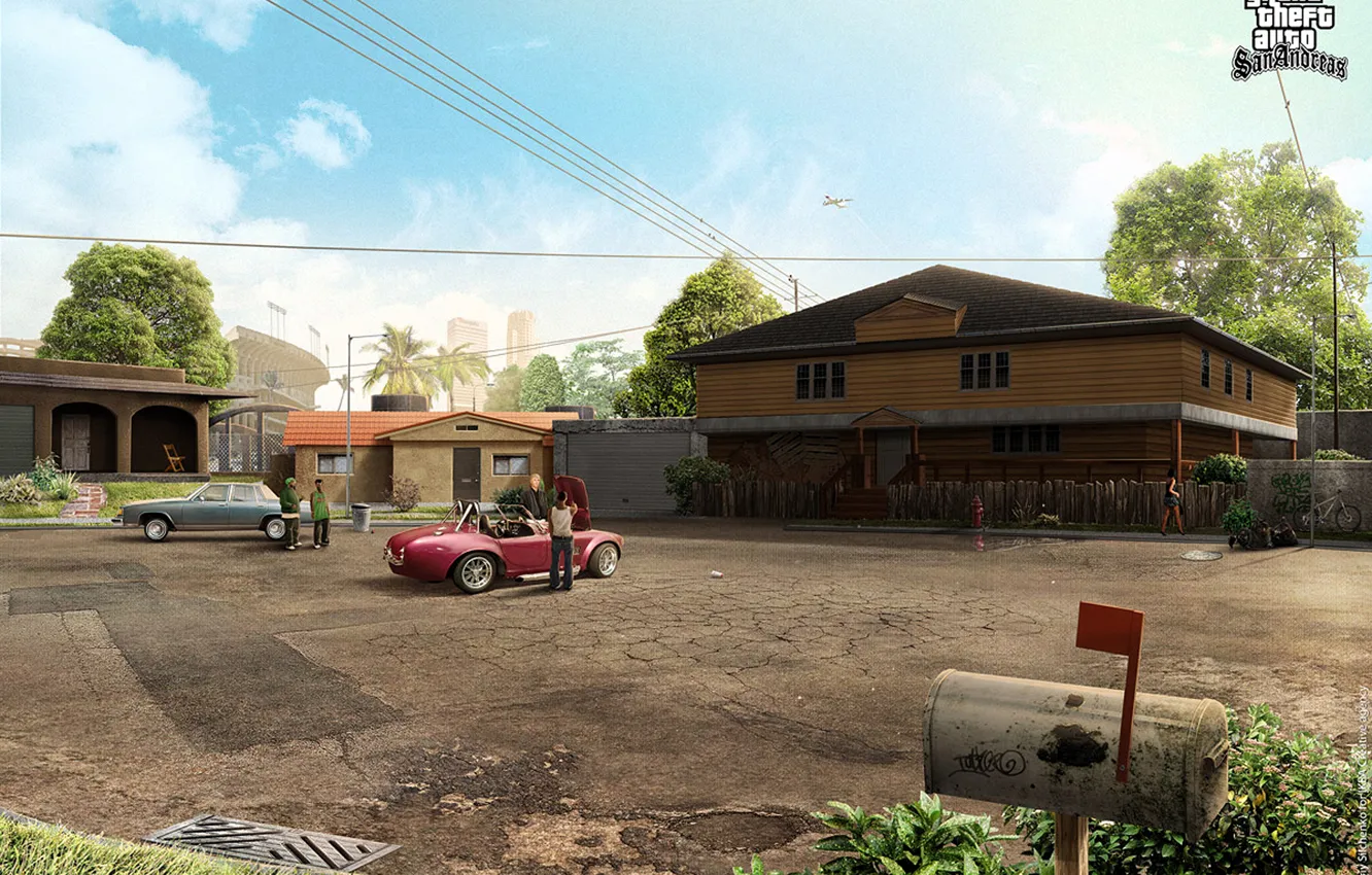 Photo wallpaper gta, Grand Theft Auto, Rockstar Games, San Andreas, Grove Street