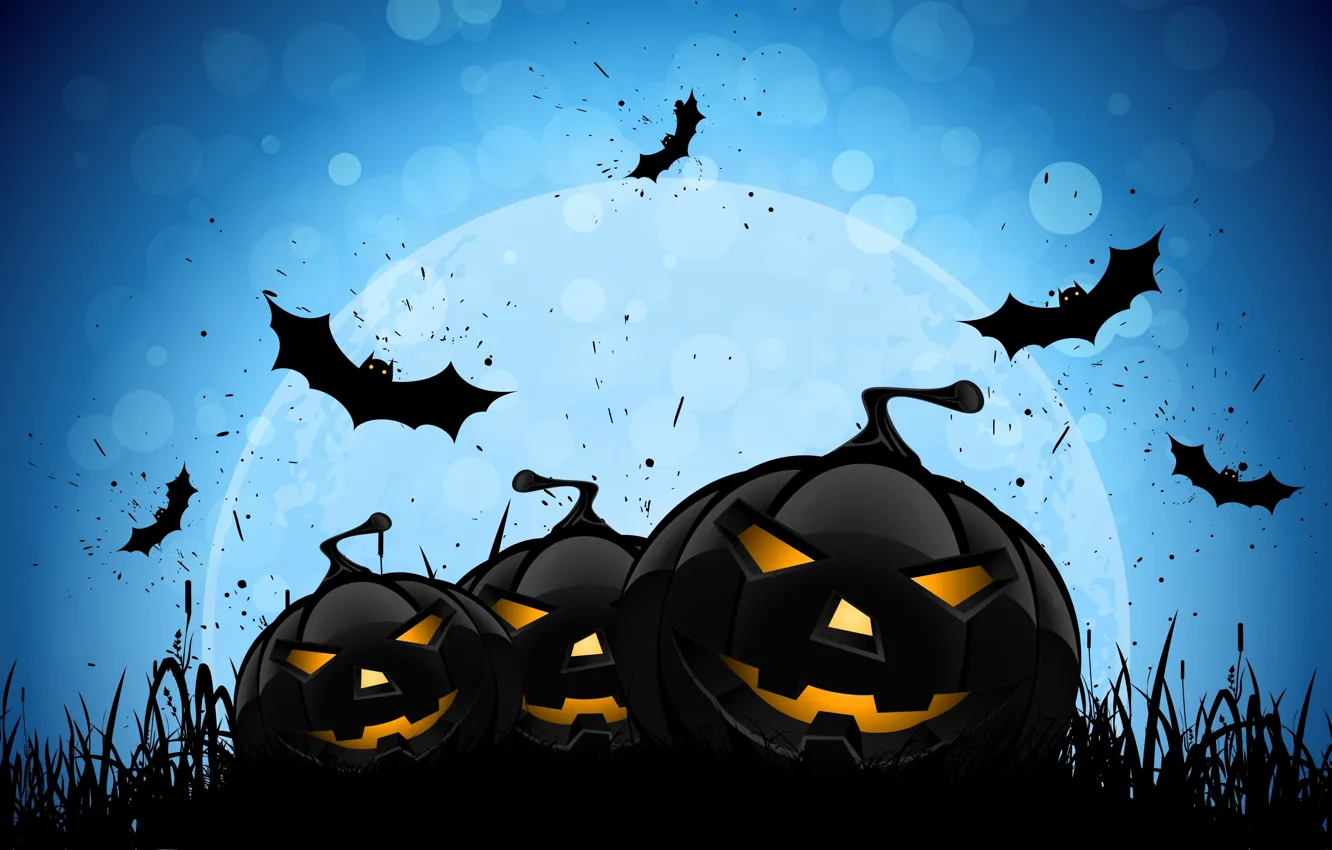 Photo wallpaper Halloween, horror, horror, scary, Halloween, midnight, bats, midnight