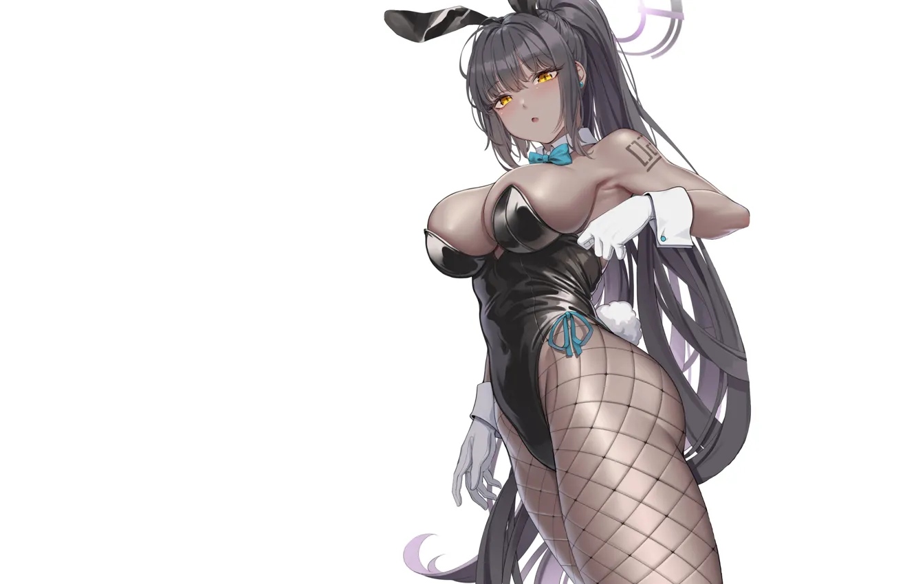 Photo wallpaper sexy, boobs, yellow, anime, breasts, bunny, yellow eyes, tanned