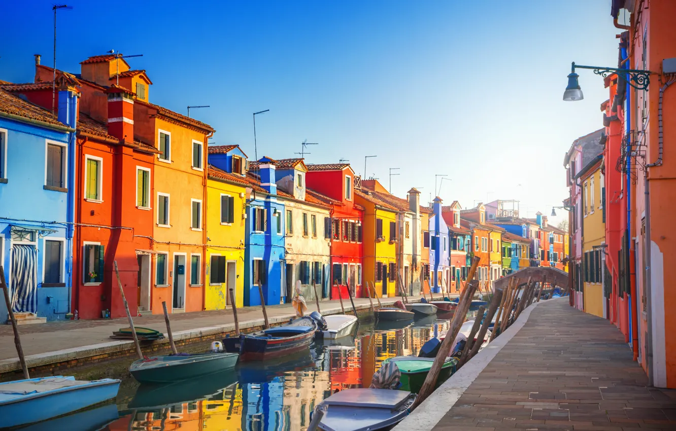 Photo wallpaper city, the city, street, boats, Italy, Venice, channel, Italy