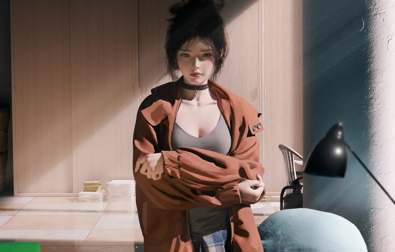 Photo wallpaper girl, room, Wlop