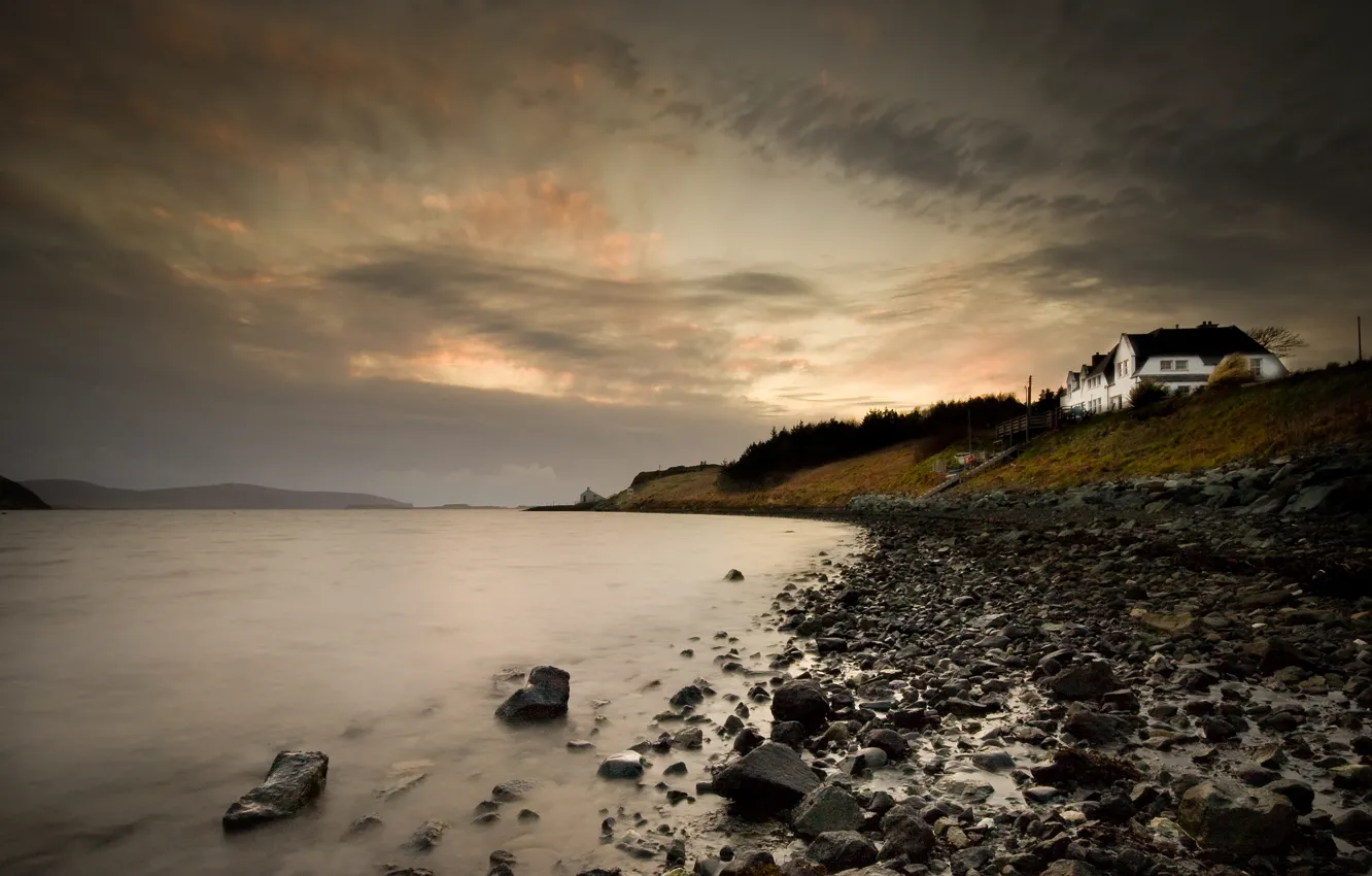 Photo wallpaper sea, stones, shore, Scotland
