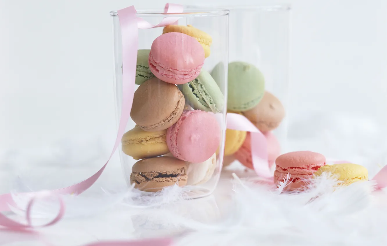 Photo wallpaper box, food, cookies, tape, sweet, macaron