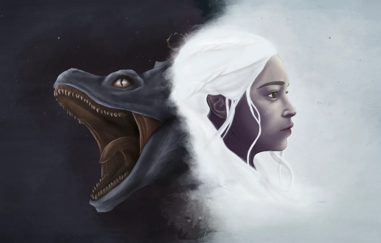 Photo wallpaper girl, dragon, art, Game of Thrones, Daenerys Targaryen, Khaleesi