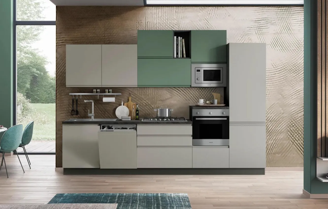 Photo wallpaper Villa, interior, Italy, kitchen, dining room, dining area, Italian design, Prai Kitchen