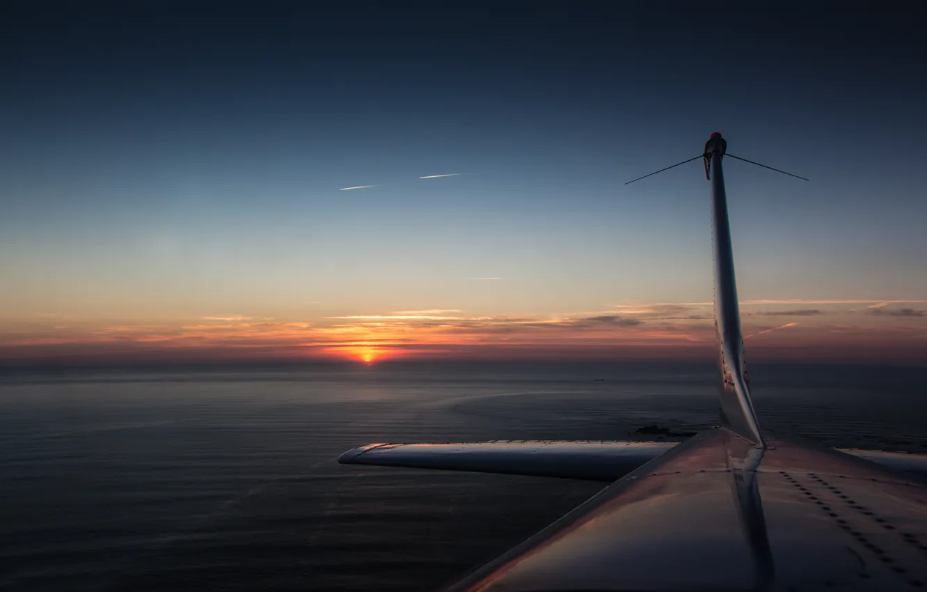 Photo wallpaper sunset, the plane, Cessna