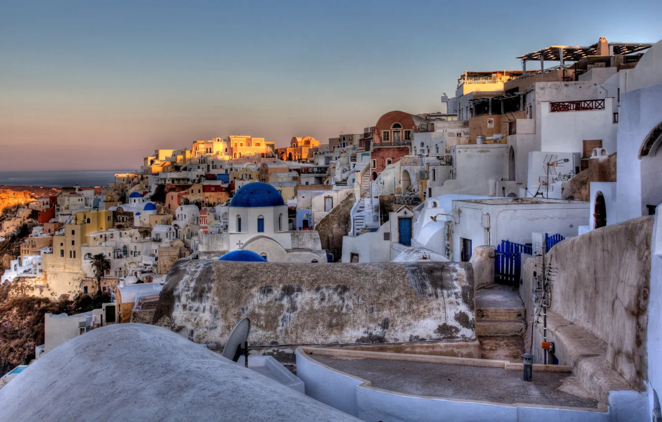 Photo wallpaper the sun, nature, the city, sunrise, stones, building, home, morning