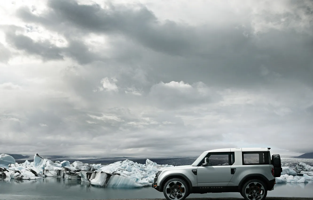 Photo wallpaper ice, the sky, the ocean, the concept car, Land Rover, DC100, land Rover