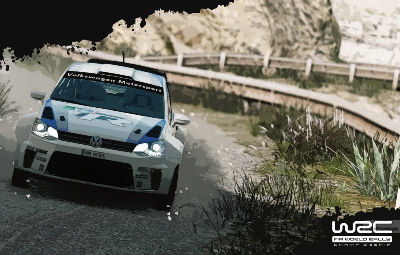 Photo wallpaper machine, auto, white, sport, the game, Volkswagen, Rally, Polo